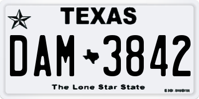 TX license plate DAM3842