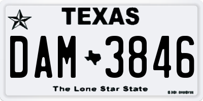 TX license plate DAM3846