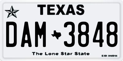 TX license plate DAM3848