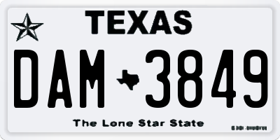 TX license plate DAM3849
