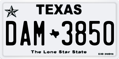 TX license plate DAM3850