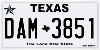 TX license plate DAM3851