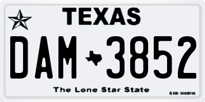 TX license plate DAM3852