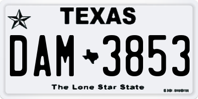 TX license plate DAM3853
