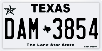 TX license plate DAM3854