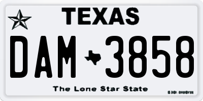TX license plate DAM3858