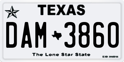 TX license plate DAM3860