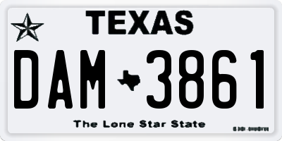 TX license plate DAM3861