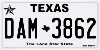 TX license plate DAM3862