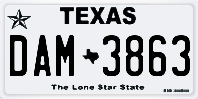 TX license plate DAM3863