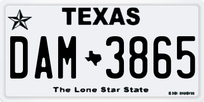 TX license plate DAM3865