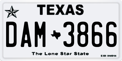 TX license plate DAM3866