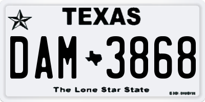 TX license plate DAM3868