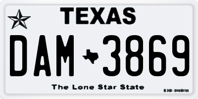 TX license plate DAM3869