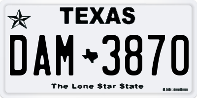 TX license plate DAM3870
