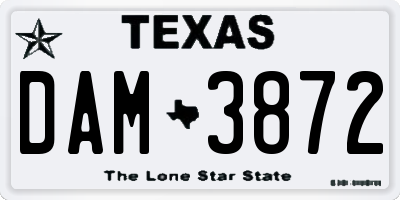 TX license plate DAM3872