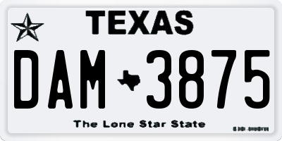 TX license plate DAM3875