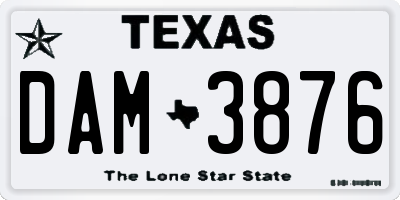 TX license plate DAM3876