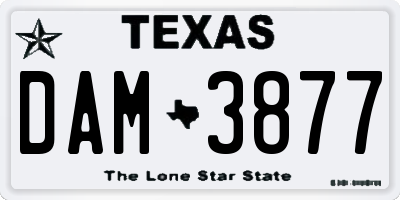 TX license plate DAM3877