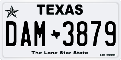 TX license plate DAM3879