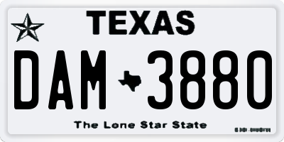 TX license plate DAM3880