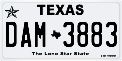 TX license plate DAM3883