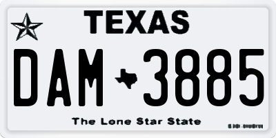 TX license plate DAM3885