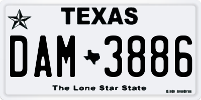 TX license plate DAM3886