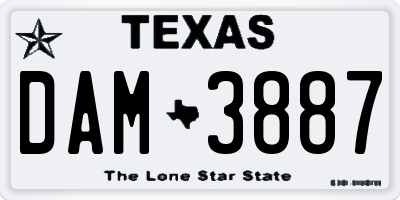 TX license plate DAM3887