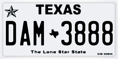 TX license plate DAM3888