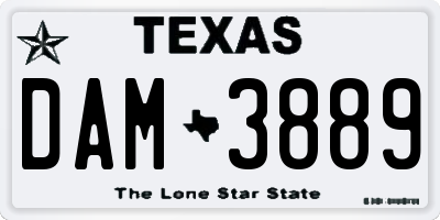 TX license plate DAM3889