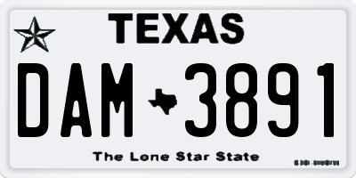 TX license plate DAM3891