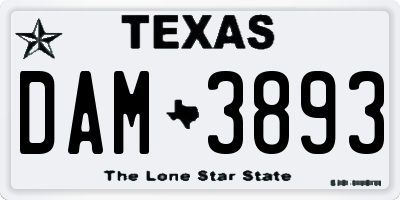 TX license plate DAM3893