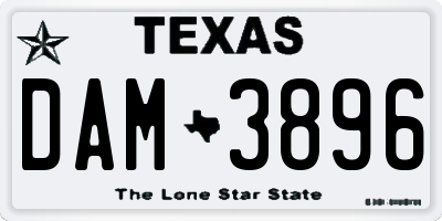 TX license plate DAM3896