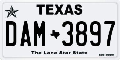 TX license plate DAM3897