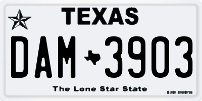 TX license plate DAM3903