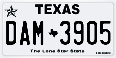 TX license plate DAM3905