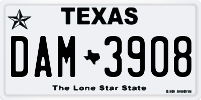 TX license plate DAM3908