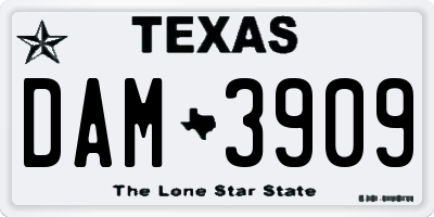 TX license plate DAM3909