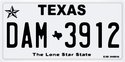 TX license plate DAM3912