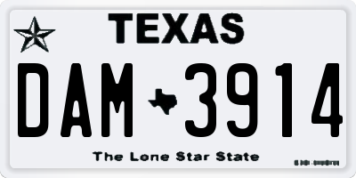 TX license plate DAM3914