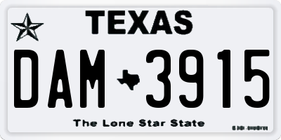 TX license plate DAM3915