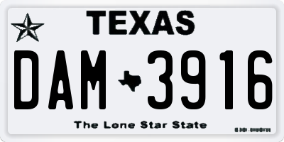 TX license plate DAM3916