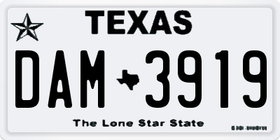 TX license plate DAM3919