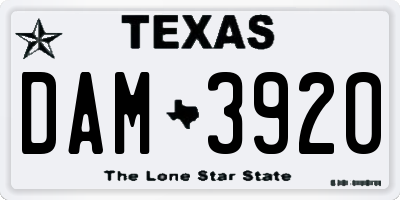 TX license plate DAM3920