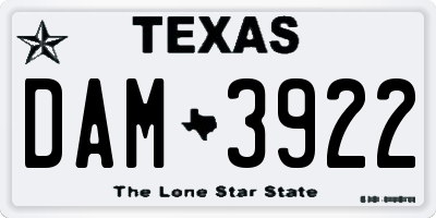 TX license plate DAM3922