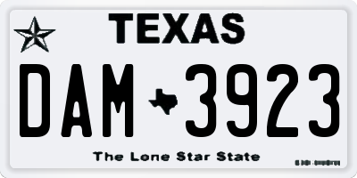 TX license plate DAM3923