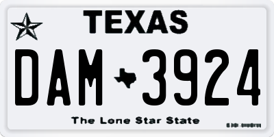 TX license plate DAM3924