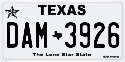 TX license plate DAM3926