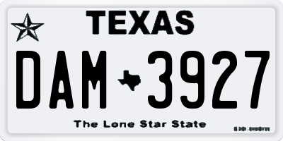 TX license plate DAM3927